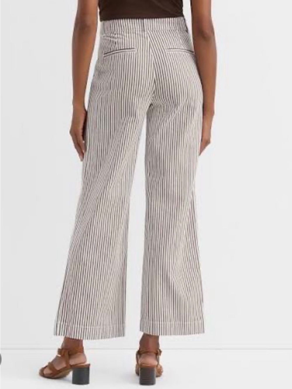 NWT Loft Palmer Wide Leg Crop Pants in Brown Stripe Size 16T - Picture 2 of 16